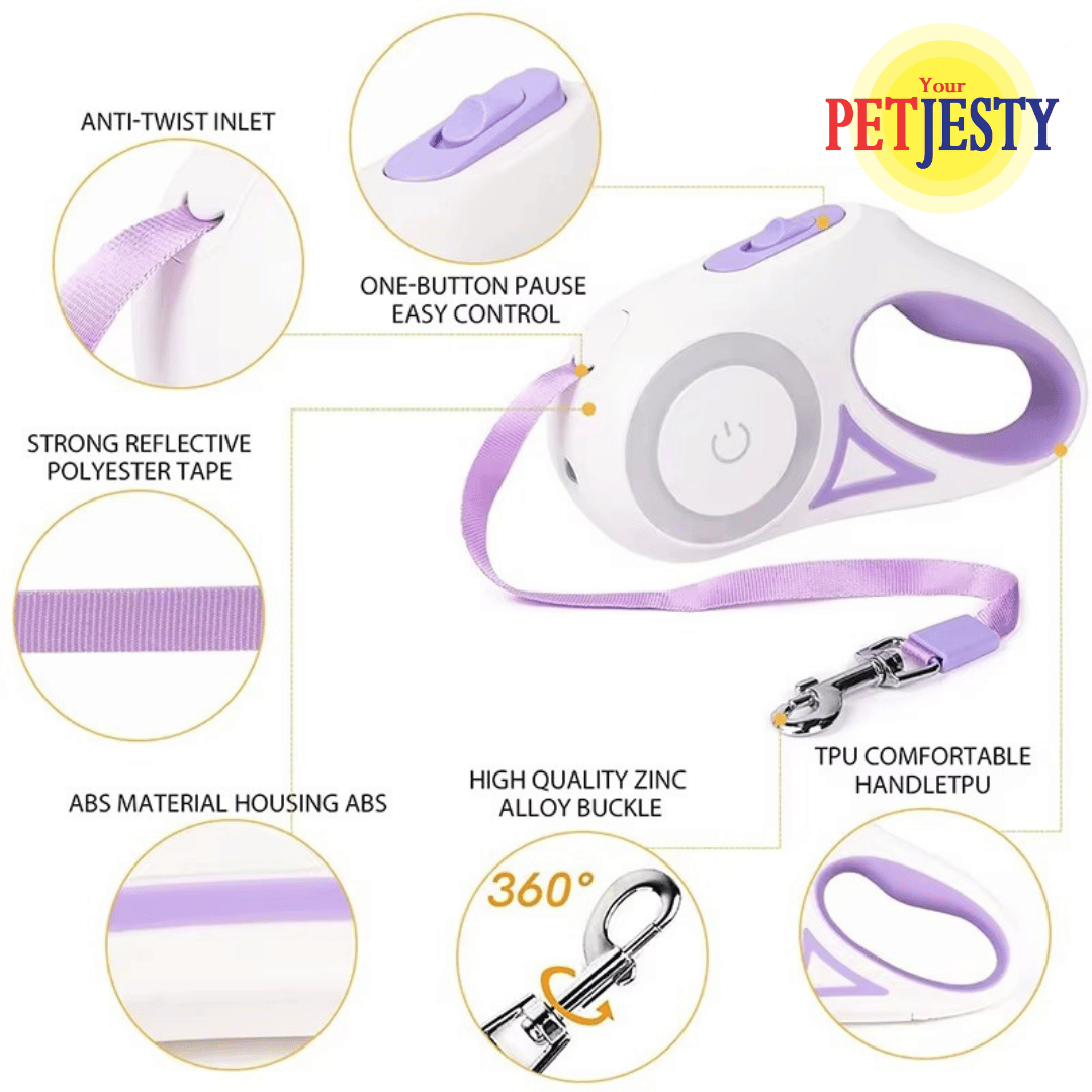 Retractable Dog Lead with LED Light & Torch